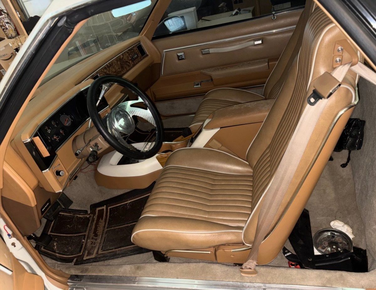 The interior of a customer's classic, mid job